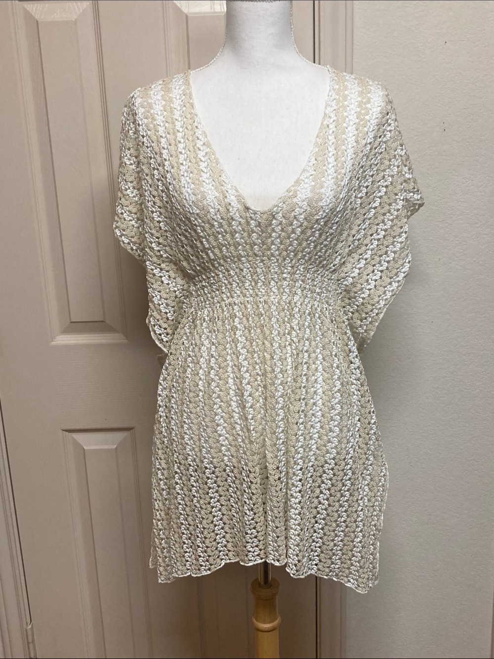 BECCA by Rebecca Virtue Boho Crochet V-Neck Swim Cover-Up Dress